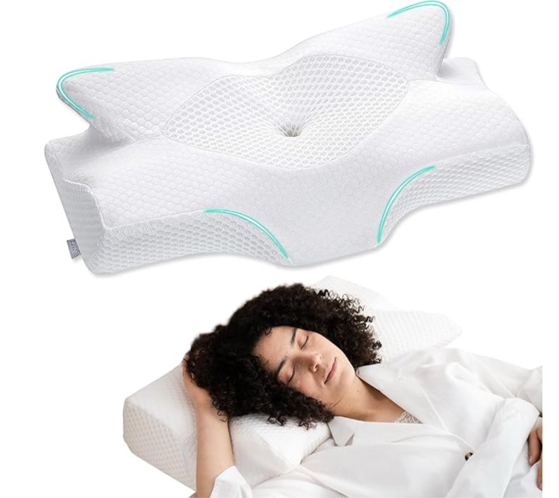 Elviros Cervical Memory Foam Pillows for Neck and Shoulder Pain, Neck Pillow for Sleeping, Side Sleeper Pillows for Adults, Ergonomic Orthopedic Sleeping for Back and Stomach Sleepers (Medium Firm)