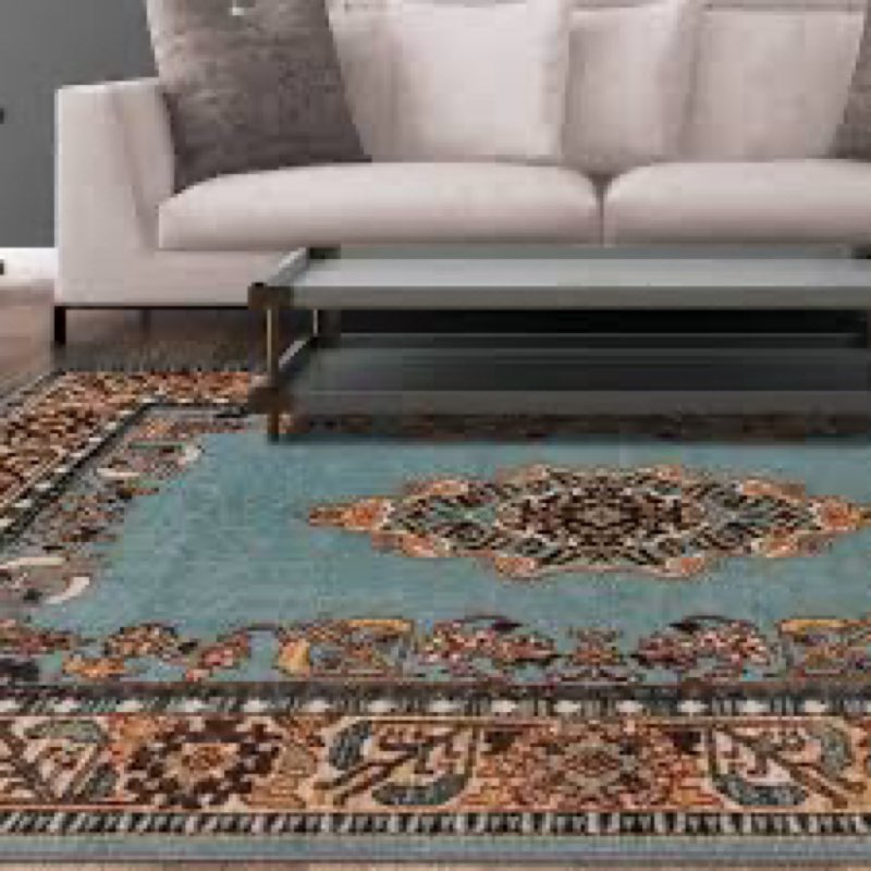 Superior Indoor Non-Slip Area Rug Vintage Floor Decor, Medallion Scroll Rug for Living Room, Bedroom