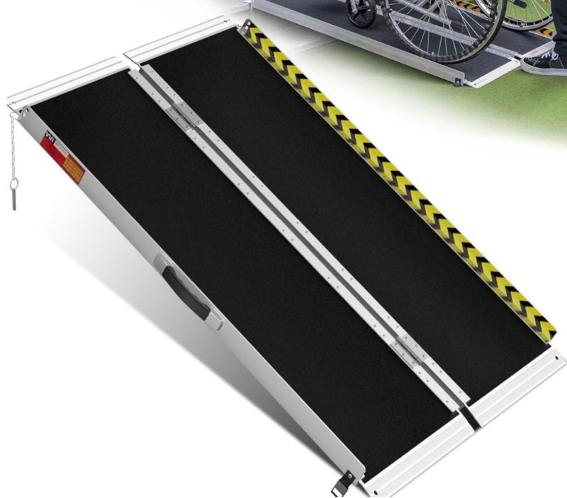 Non-Skid Wheelchair Ramp Threshold Ramp with a Non-Slip Surface Portable Aluminum Foldable Mobility 