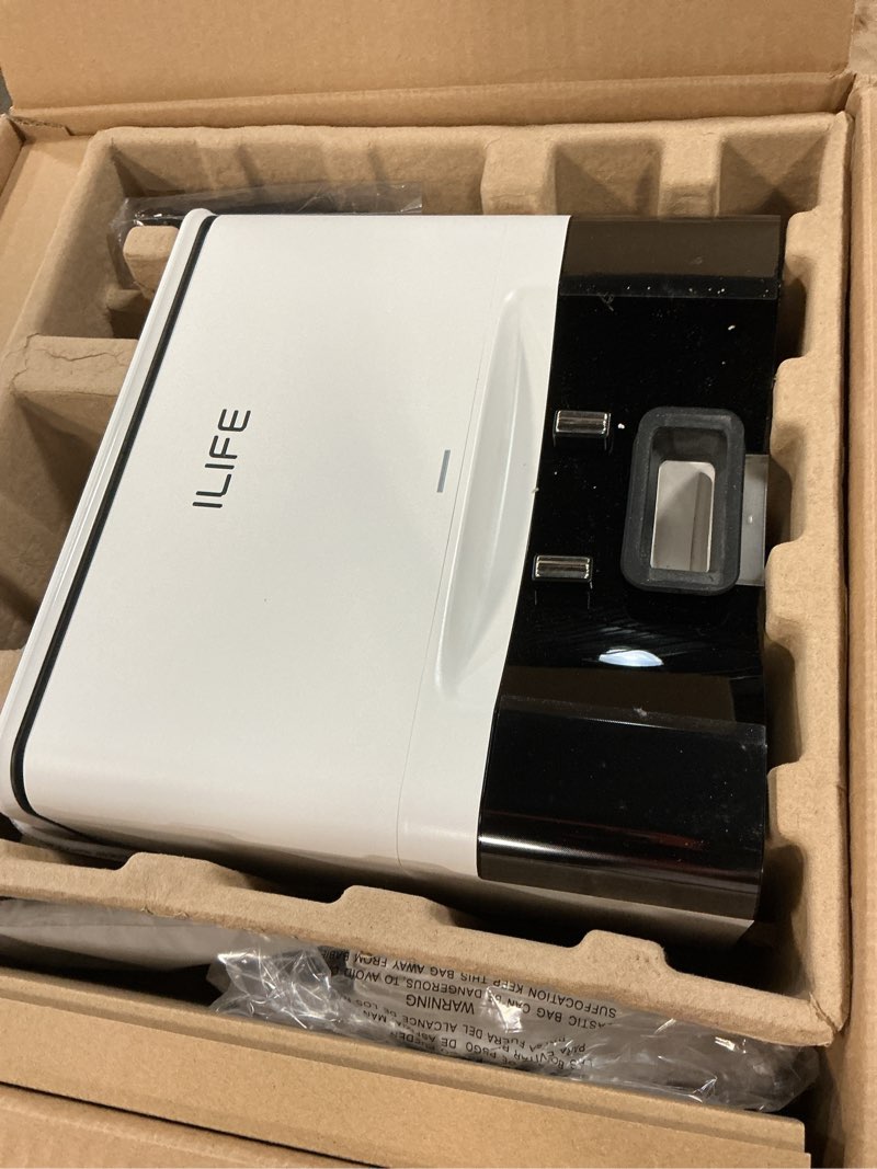 Condition photo showing As Is for ILIFE A30 Pro Robot Vacuum and Mop, Self Emptying Station for 60 Days, 5000Pa Suction, LiDAR Navigation, No-Go Zones, 2.4G WiFi/App/Alexa/Remote Control, Clean Hard Floors to Medium-Pile Carpet, 110V