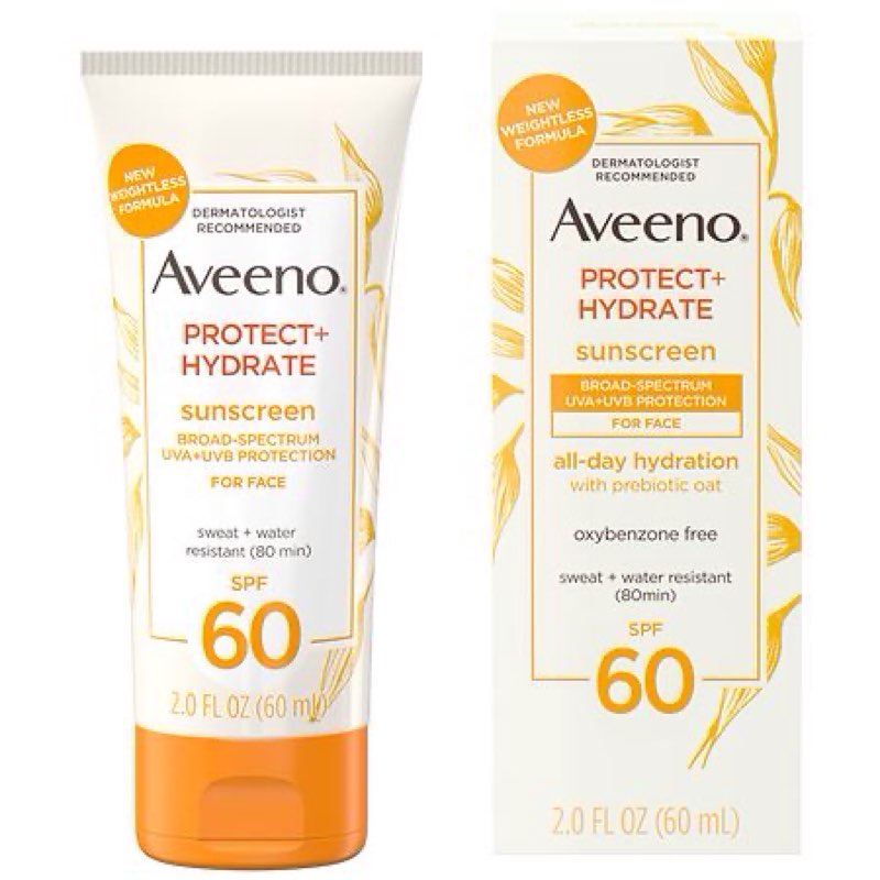 Aveeno Protect + Hydrate Face Sunscreen Lotion With SPF 60, 2.0 fl oz (12 pack) EXP 09/2025