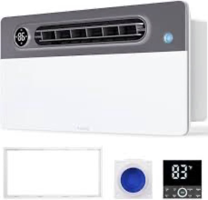 VallisCo Bathroom Fan with Light and 1900W Heater, 180 CFM Ventilation, Remote Control,Quiet Exhaust