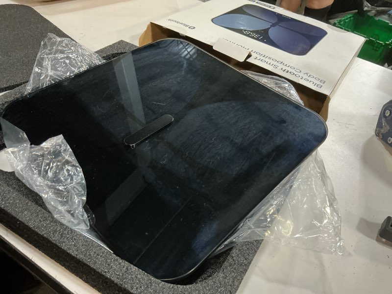 Condition photo showing As Is for wyze smart scale x butterfly - bathroom scale for body weight, bmi, body fat, muscle mass, accurate bluetooth digital scale for body composition analyzer | sync health apps | ito glass, 400 lbs, black wyze scale x wyze scale x butterfly black