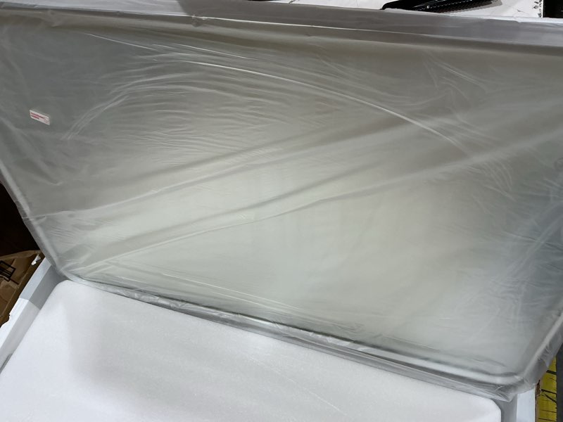 Condition photo showing Good Condition for loaao 20x30 inch brushed nickel bathroom mirror, rounded rectangle silver metal frame mirror, brushed nickel, anti-rust, shatter proof, hangs horizontally or vertically brushed nickel 20"l x 30"w