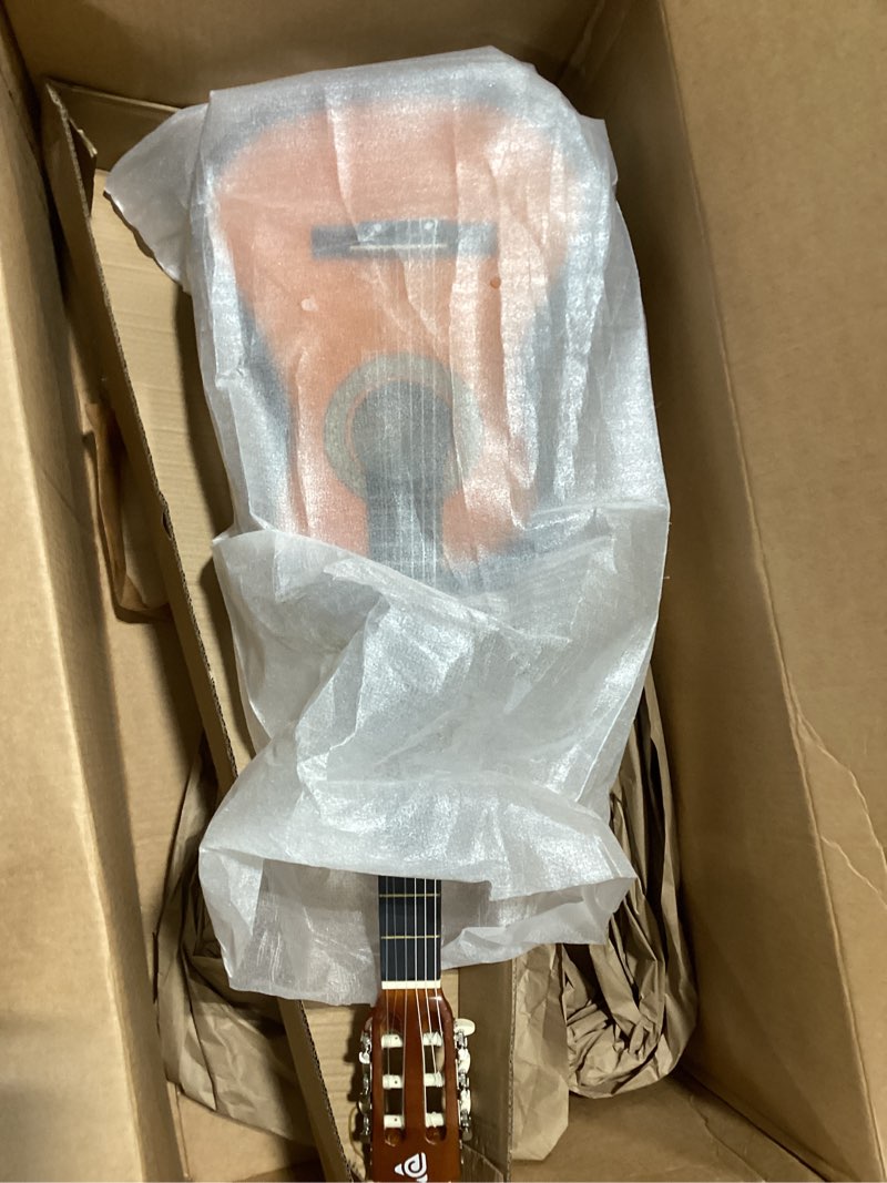 Condition photo showing Good Condition for pyle beginner acoustic guitar kit, 3/4 junior size all wood instrument with full accessory kit, picks, shoulder strap, carry case, cleaning cloth, tuner app, 2 month lessons, 36” (sunburst gloss) 4) sun burst, gloss