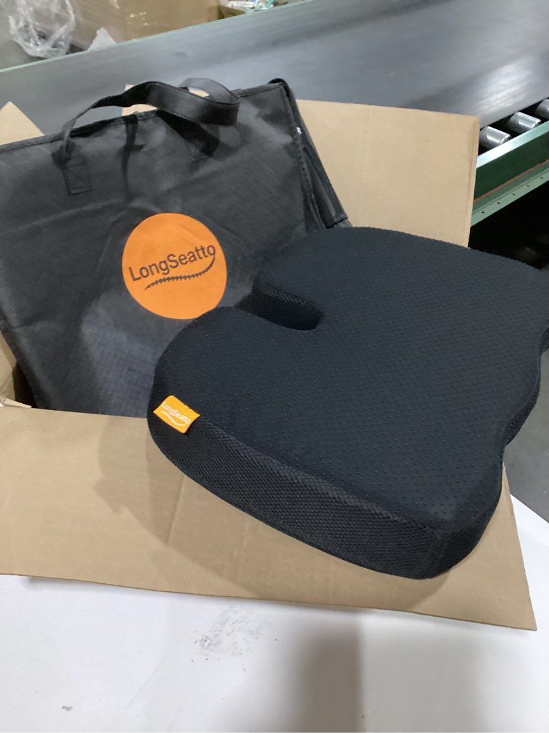 Condition photo showing As Is for Memory Foam Seat Cushion with Carrying Bag & Cooling Gel for Office Chair, Wheelchair, Travel, Car Seat, Gaming Desk for Coccyx & Tailbone & Back Pain Relief, Sciatia Support