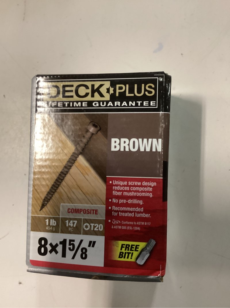 Condition photo showing New/Like New for deck plus #8 x 1-5/8-in composite deck screws (147-per box)