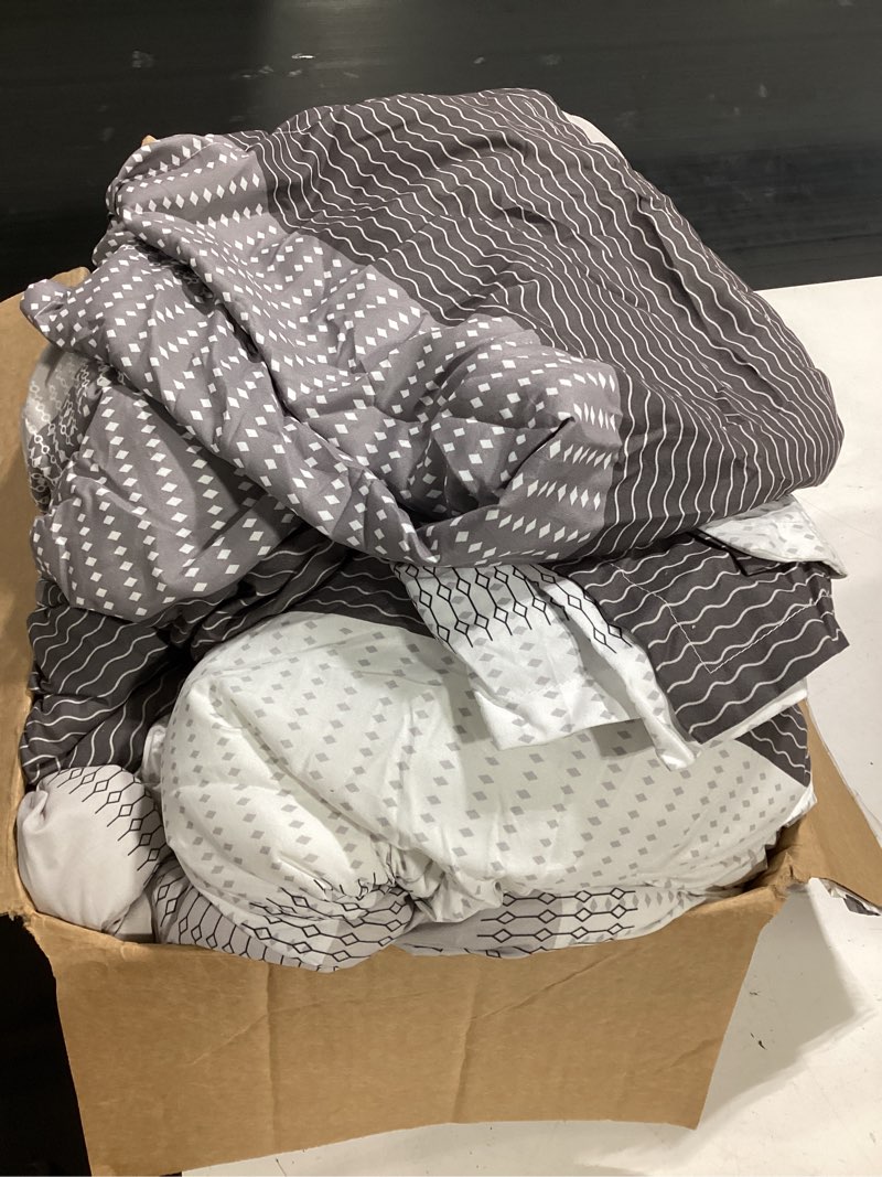 Condition photo showing As Is for litanika comforter set dark grey - 3 pieces lightweight fluffy bedding comforter sets, all season down alternative comforter (1 comforter, 2 pillowcases) dark grey