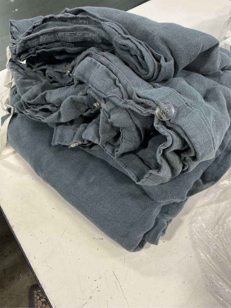 Condition photo showing As Is for quince (incomplete 1 piece)european linen duvet cover set, full/queen, nightfall