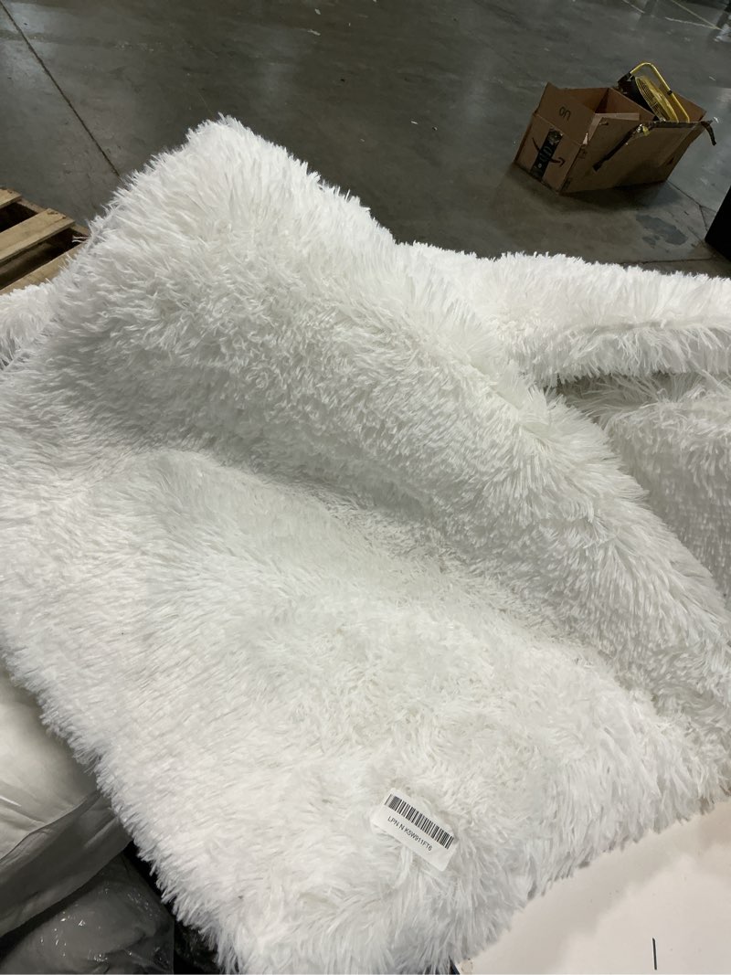 Condition photo showing As Is for Fluffy Rug Shaggy Area Rug, White 8x10 Area Rugs for Living Room, Large Shag Area Rugs for Bedroom Kids Room Home Decor, Upgrade Anti-Skid Rectangular Fuzzy Rugs 8' x 10' (Rectangular) White