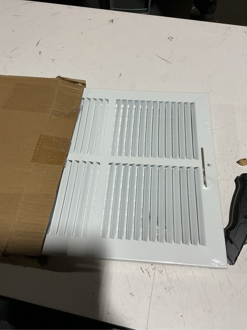 Condition photo showing New/Like New for 14x12 vent register [duct opening], vent covers for home ceiling, two-way ventilation register, adjustable solid steel wall register vent cover (14"w x 12"h [duct opening])