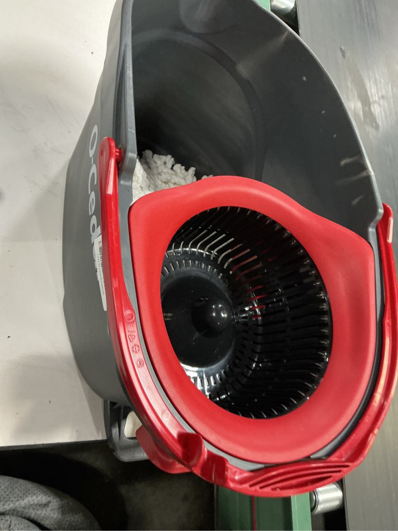 Condition photo showing As Is for O-Cedar EasyWring Microfiber Spin Mop, Bucket Floor Cleaning System, Red, Gray, Standard Easywring Spin Mop & Bucket