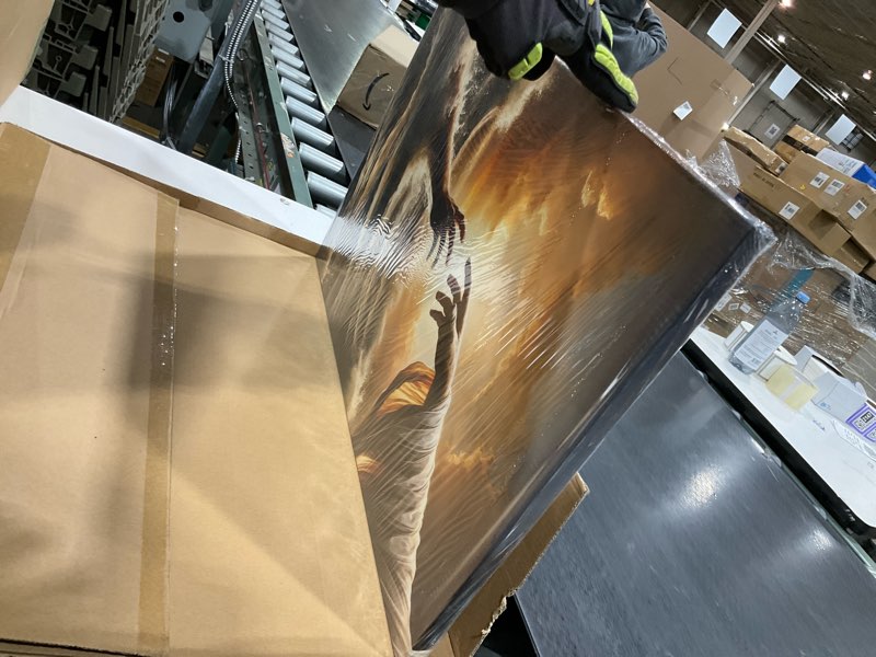 Condition photo showing Good Condition for Jesus Canvas Wall Art The Hand Of God Divine Rescue At Sea Painting Pictures Wall Decor ChristianJesus Hand Reaching Poster Prints for Prayer Room Church Living Room Bedroom Scene Home Decoration Jesus Sailor 16L" x 12W"-canvas