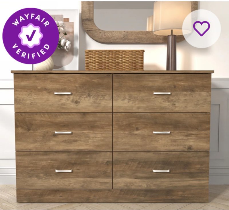 allyannah 47.0'' w 6 - drawer dresser