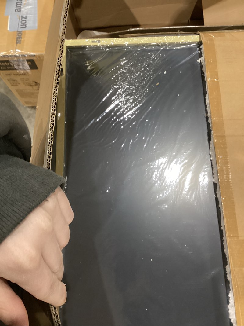 Condition photo showing New/Like New for Koonmi Large Mirrors for Wall, 65"x24" Full Length Mirror with Stand, Full Body Mirror with Aluminum Alloy Frame, Hanging or Leaning Against Wall, Floor Standing Mirrors for Bedroom Living Room, Gold Gold 65"L x 24"W