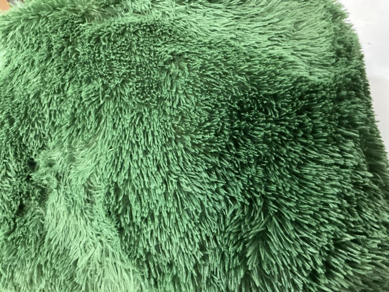 Condition photo showing As Is for andency faux fur sage green comforter set queen size, 3 pieces fluffy fuzzy plush bedding comforter set (1 shaggy velvet comforter & 2 pillowcases), soft puffy comfy down comforter bedding set 06 - green queen (90"x90")