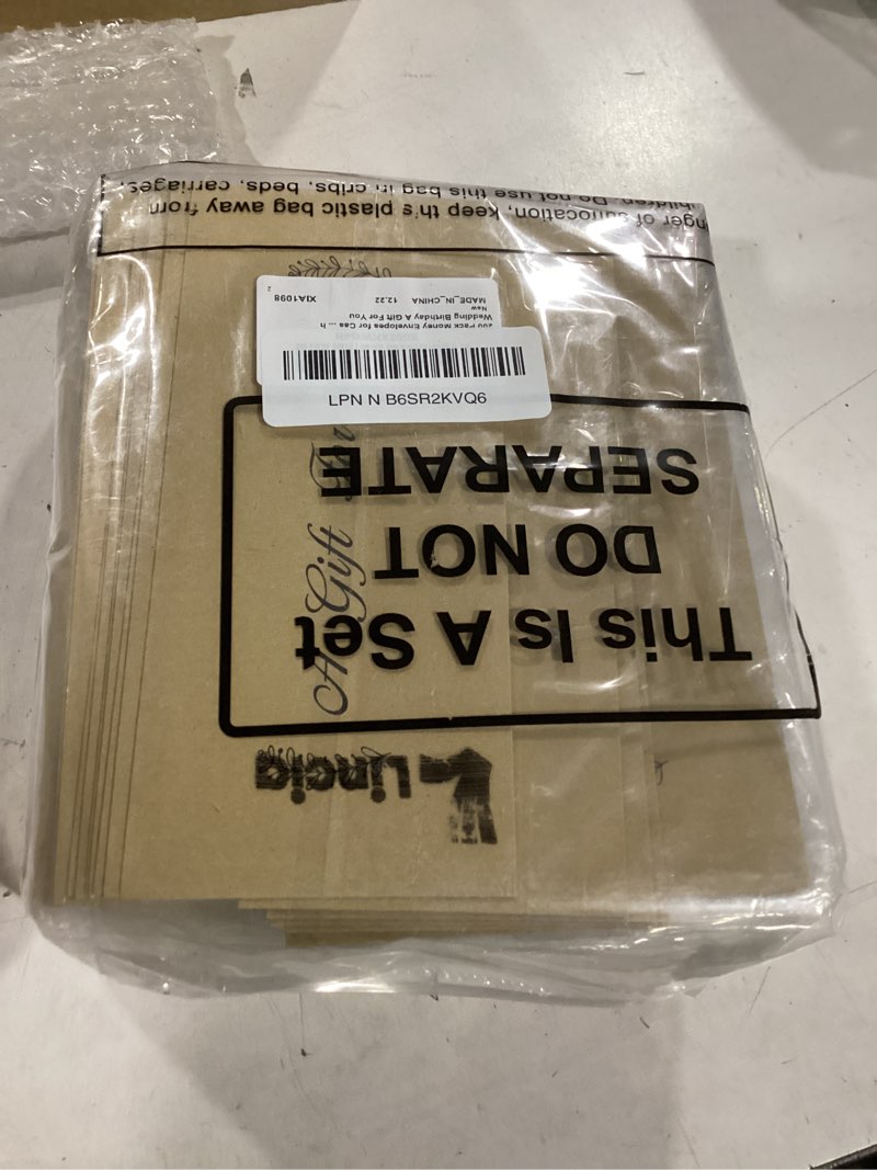 Condition photo showing Good Condition for 200 pack money envelopes for cash, 2.9 x 6.5 inch money cards holder, small kraft cash envelopes for currency offering for church wedding birthday a gift for you graduation party favor(brown,leaves) brown leaves