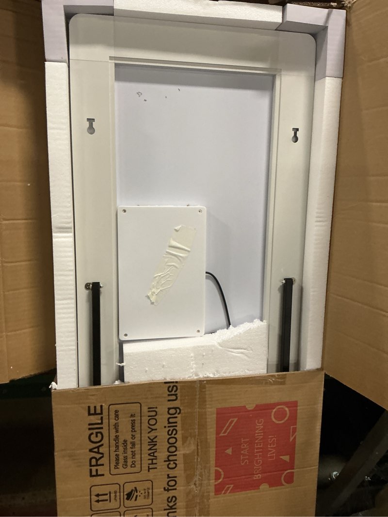 Condition photo showing New/Like New for Hasipu Full Length Mirror with Lights, 56" x 16" LED Floor Mirror, Full Body Dressing Standing, Hanging Mounted Mirror for Living Room Bedroom Cloakroom, Round White White 56"L x 16"W