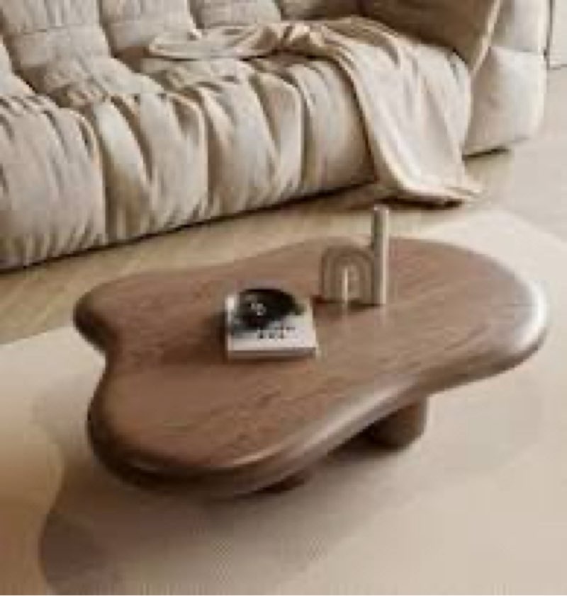 48.4\" Solid Wood Cloud Shape Four-legged Brown Modern Coffee Table for Living Room