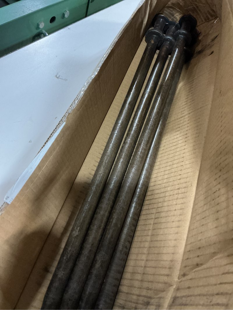Condition photo showing As Is for double head tent stakes, heavy duty steel outdoor ground spikes to anchor commercial inflatables, party tents and camping shelters, 3/4 inch x 24 inch, pack of 4 4 3/4\" x 24\" double head