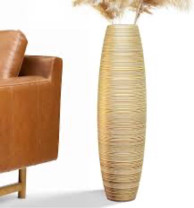 27.5" Tall Floor Vase – Modern Decorative Vases with Textured Ribbed Design & Weighted Base – Slim N