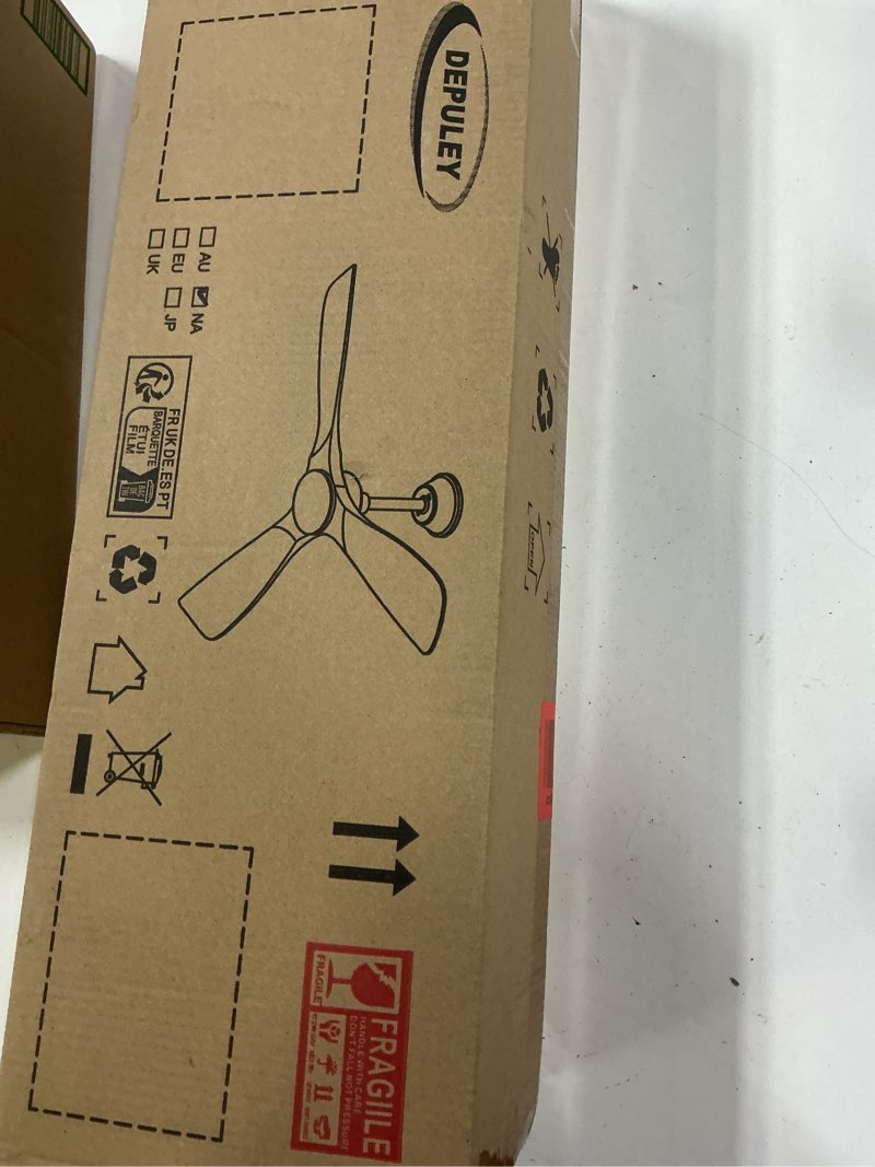 Condition photo showing New/Like New for depuley 52-inch ceiling fan with light: black 3 blade outdoor fans for patios - dimmable indoor fan with remote control living room fandelier ceiling fans ultra quiet dc motor reversible 6 speed timer black 52 inch-with light