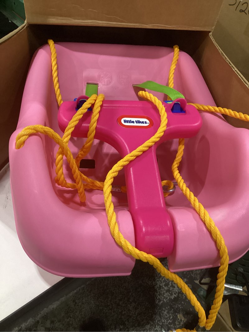 Condition photo showing Good Condition for little tikes snug 'n secure pink swing with adjustable straps, 2-in-1 for baby and toddlers ages 9 months - 4 years,16"d x 16.3"w x 17"h