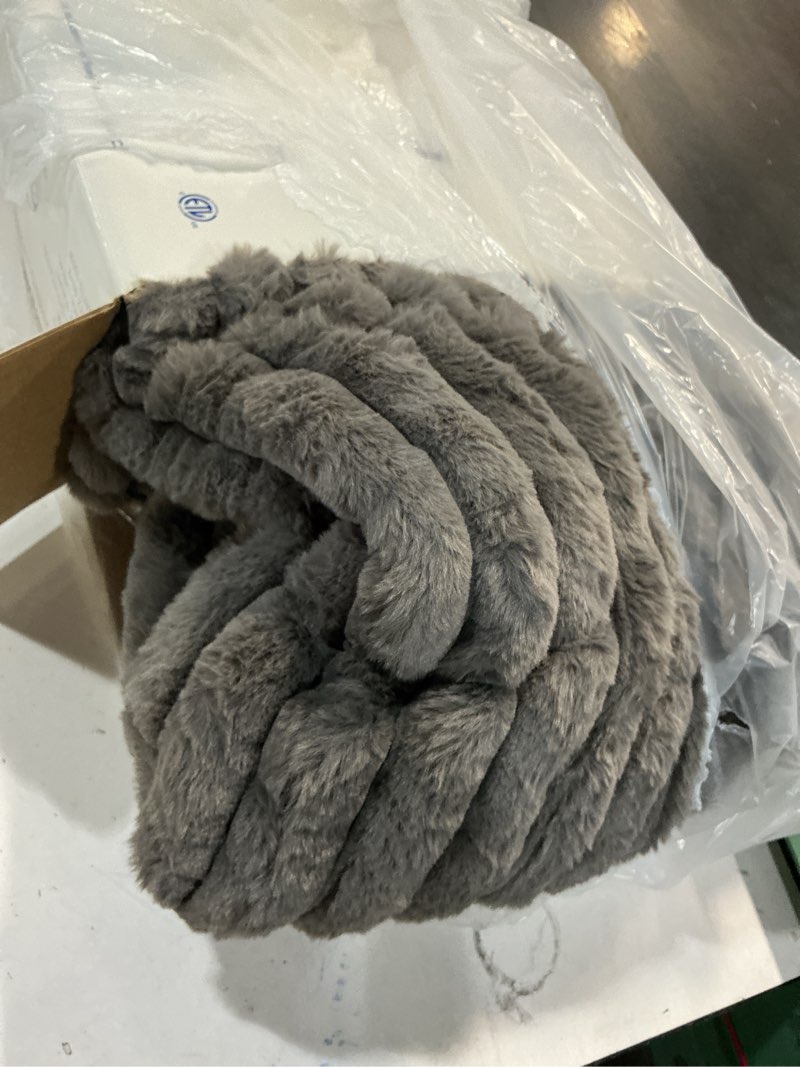 Condition photo showing As Is for sealy electric blanket twin size 62"*84",super cozy faux fur to sherpa reversible heated twin blanket with 10 heating levels & 1-12 hours auto off overheating protection machine washable,charcoal charcoal twin size 62" x 84"