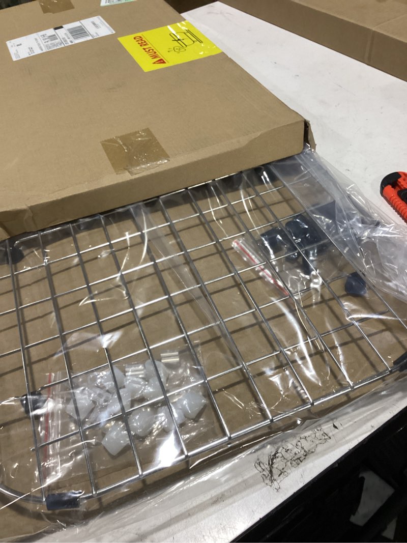 Condition photo showing As Is for serene valley sink protector grid 26-1/16" x 14-1/16", centered drain with corner radius 3-1/2", 304 stainless steel material nlw2614c