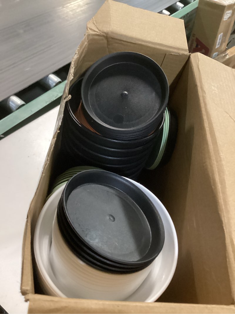 Condition photo showing Good Condition for Mumufy 54 Pack 4 Inch Plant Pots Bulk Small Planter with Drainage Hole and Saucer Small Plastic Pots for Flowers Succulent Cactus and All House Indoor(Classic)