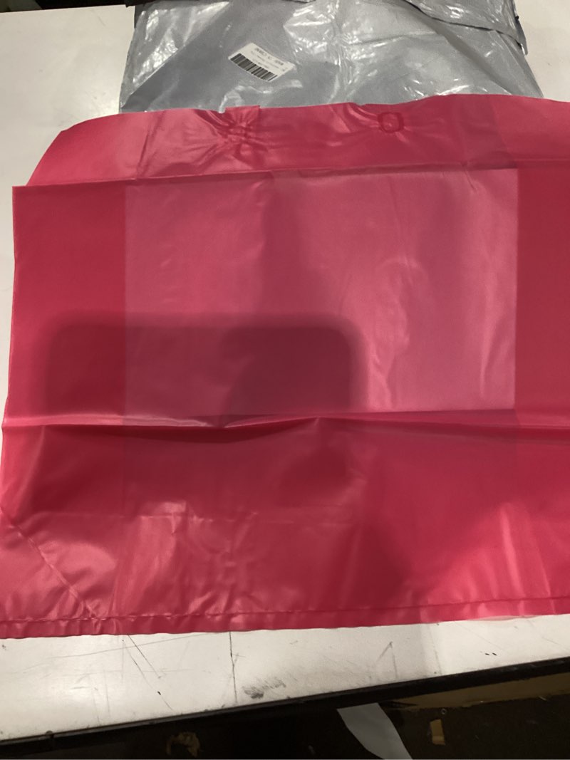 Condition photo showing As Is for 16x6x12 inch heavy duty clear plastic shopping bags with reinforced handles - eco-friendly, reusable, bulk pack (25/50/101 count) - ideal for retail, gift wrapping, and small businesses ?pink 50?