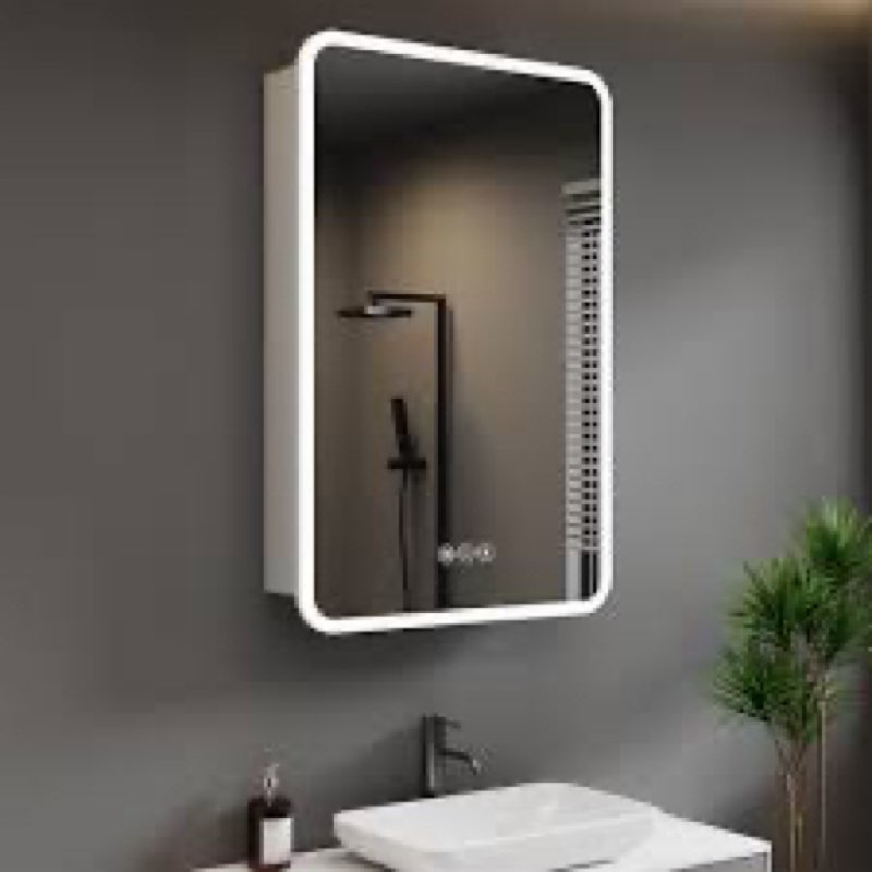 Cynethia Surface/Recessed Mount Rounded Edge Medicine Cabinet with Mirror and 3 Color Temperatures LED Lighting,Anti-Fog,3 Sliding Adjustable Glass Shelves