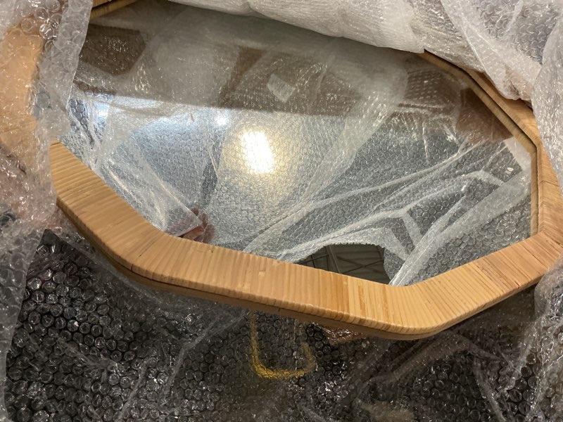 Condition photo showing New/Like New for ULIKE Rattan Mirror for Wall, Bathroom 30 Inch Rustic Farmhouse Wall Decor with Handmade Wicker Frame 