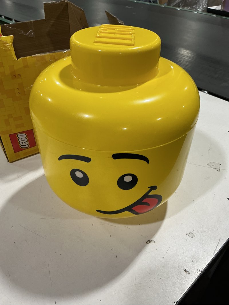 Condition photo showing Good Condition for Room Copenhagen, Lego Storage Heads Stackable Storage Container - Buildable Organizational Bins for Kid’s Toys and Accessories - 9.45 x 9.45 x 10.67in - Large, Silly, Holds 500 Bricks