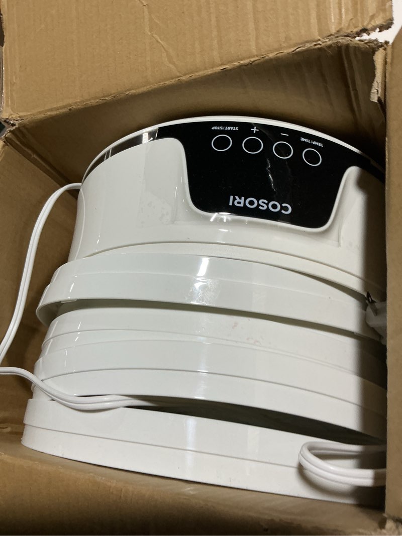 Condition photo showing As Is for COSORI Food Dehydrator Machine for Jerky, 5 Trays with 165°F Temperature Control and 48H Timer, 350W Dryer for Fruit, Herbs, Meat, Veggies and Dog Treats, 50-Recipes Book Included 5 Trays Expandable to 7 Trays White