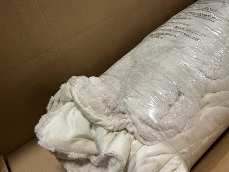 Condition photo showing As Is for BEDELITE Fluffy King Size Comforter Set - Beige Fleece Soft Comforter for King Size Bed, Luxury Warm Bedding Set for Winter, Fuzzy Bed Set 3 Pieces (1 Comforter, 2 Pillowcases) Beige King(102"x90")