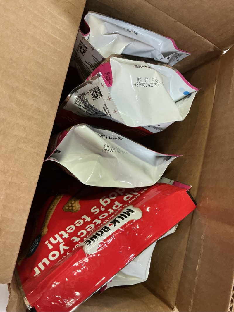 Condition photo showing New/Like New for (bbd04/10/2026)milk-bone brushing chews original chicken flavor daily dental dog treats, mini, 7.1 oz. bag (pack of 5) chicken 7.1 ounce (pack of 5)