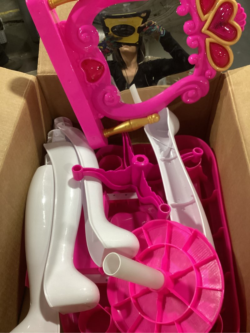 Condition photo showing As Is for HEY! PLAY! Pretend Play Princess Vanity with Stool, Accessories, Lights, Sounds