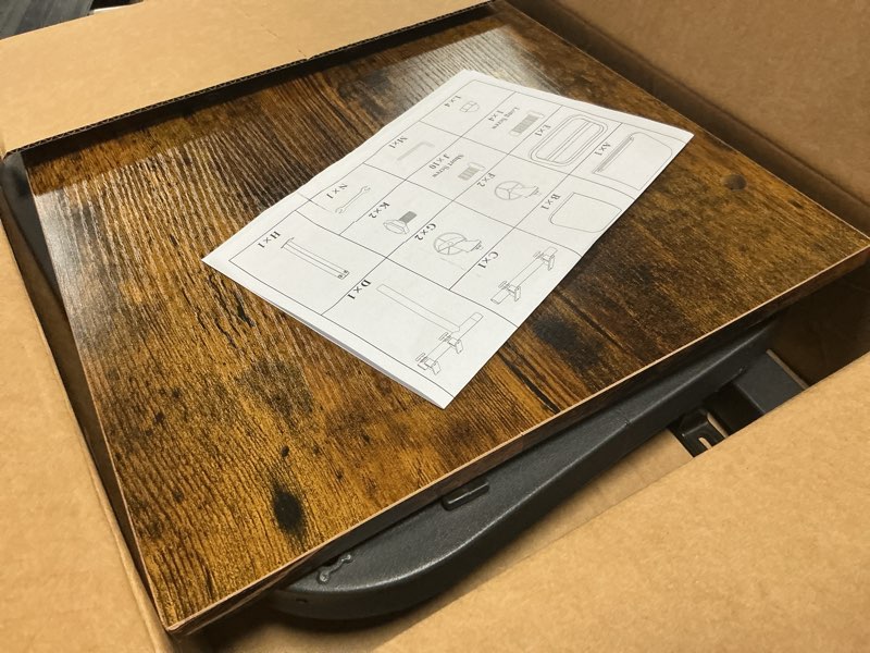 Condition photo showing Good Condition for large-size portable laptop rolling desk with wheels, adjustable height and tilt top stable mobile over-bed table for home use - brown