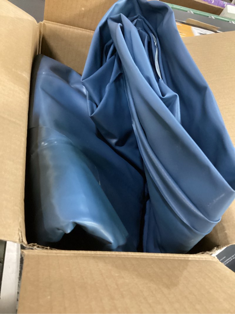 Condition photo showing As Is for intex mid rise hexbeam 14" electric pump queen air mattress - dark blue denim: indoor/outdoor use, built-in air pump