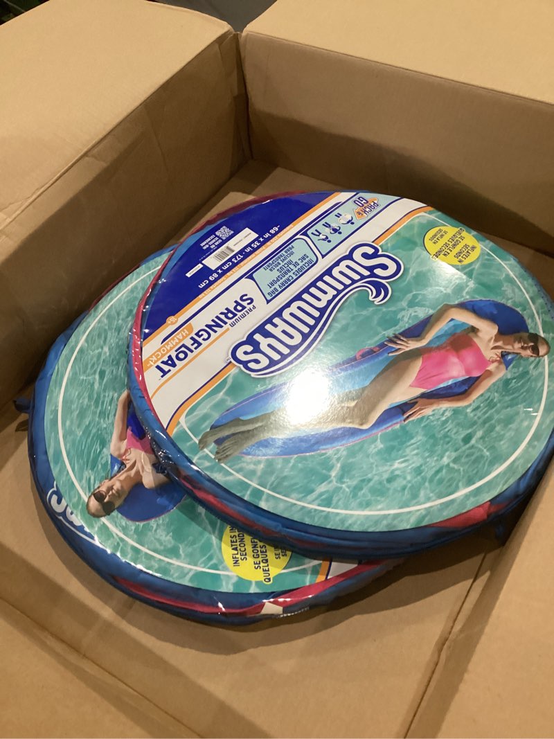 Condition photo showing Good Condition for swimways spring float premium hammock pool lounger, inflatable pool floats adult with fast inflation for ages 15 & up