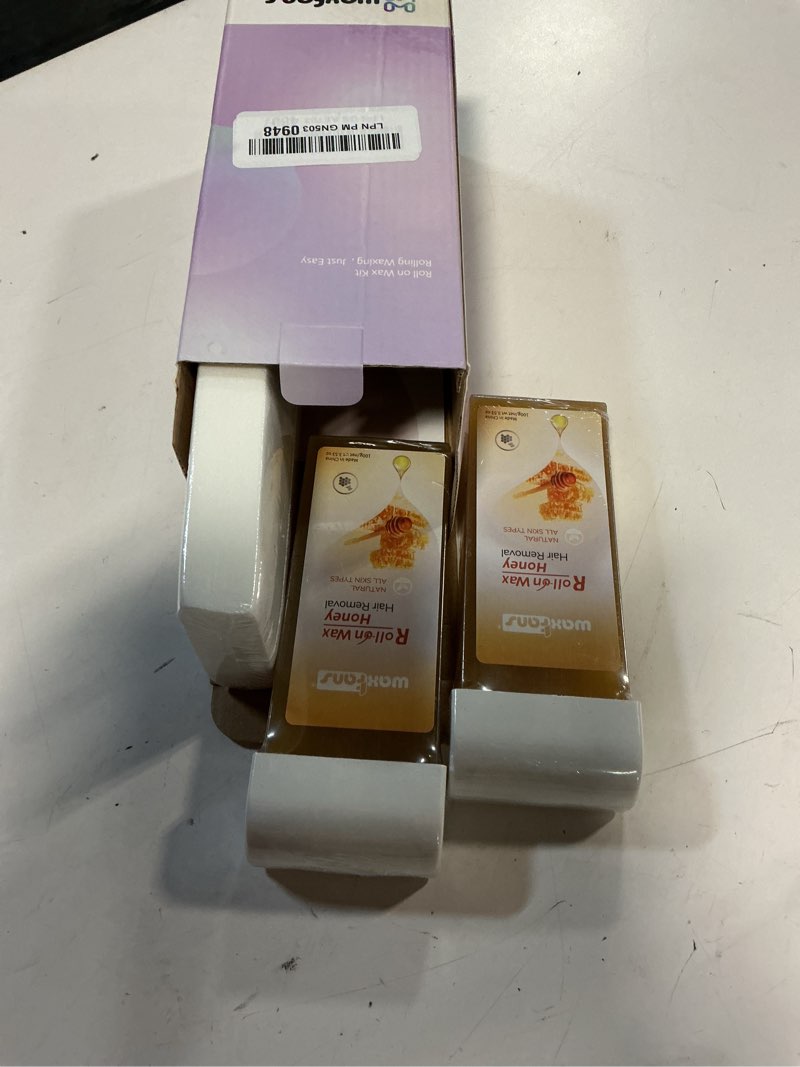 Condition photo showing New/Like New for waxfans roll on wax refill,wax roller refill for hair removal,quick melting - for coarse and fine hairs.with 2 honey waxing rollers, 50 waxing strips(honey)
