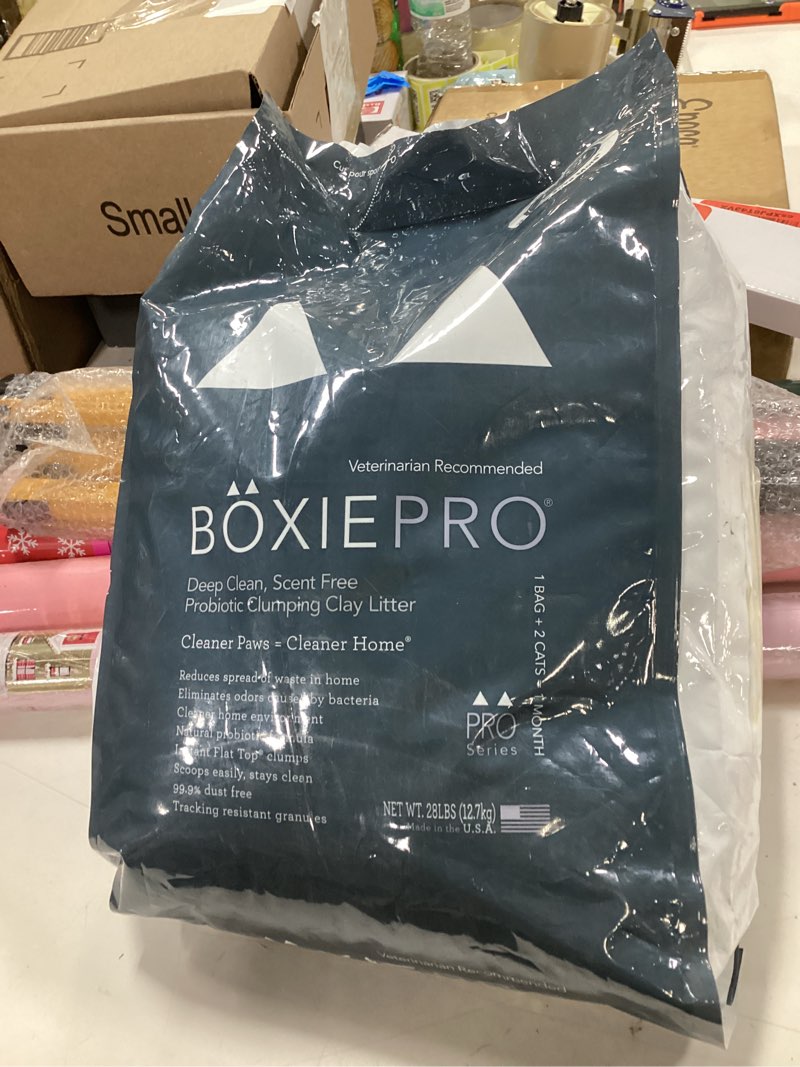 Condition photo showing New/Like New for Boxie Probiotic Cat Litter, 40 Day Odor Control, Clumping Clay Kitty Litter, Odor Eliminating Probiotics, Dust-Free, No Fragrances No Fillers, 28 lb PRO 28 lb