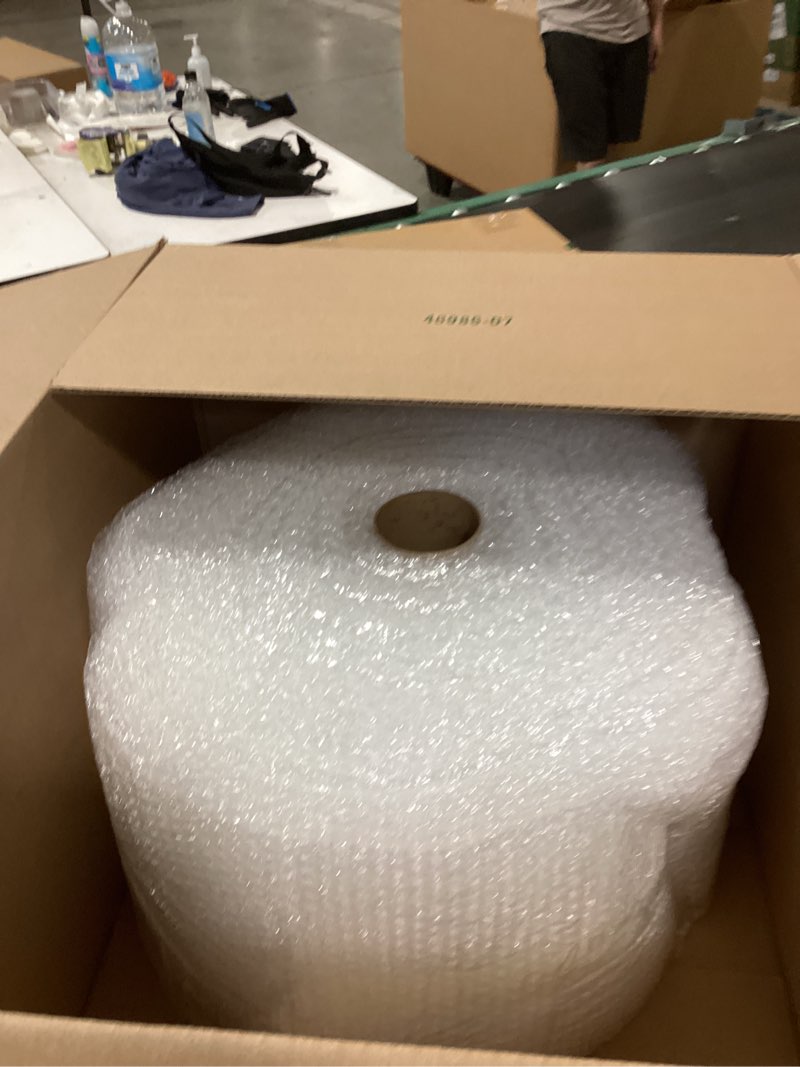 Condition photo showing As Is for amazon basics bubble wrap for moving, packing, shipping and storage, perforated protective cushioning for fragile items, 12-inch x 175-ft long roll, small 3/16", clear