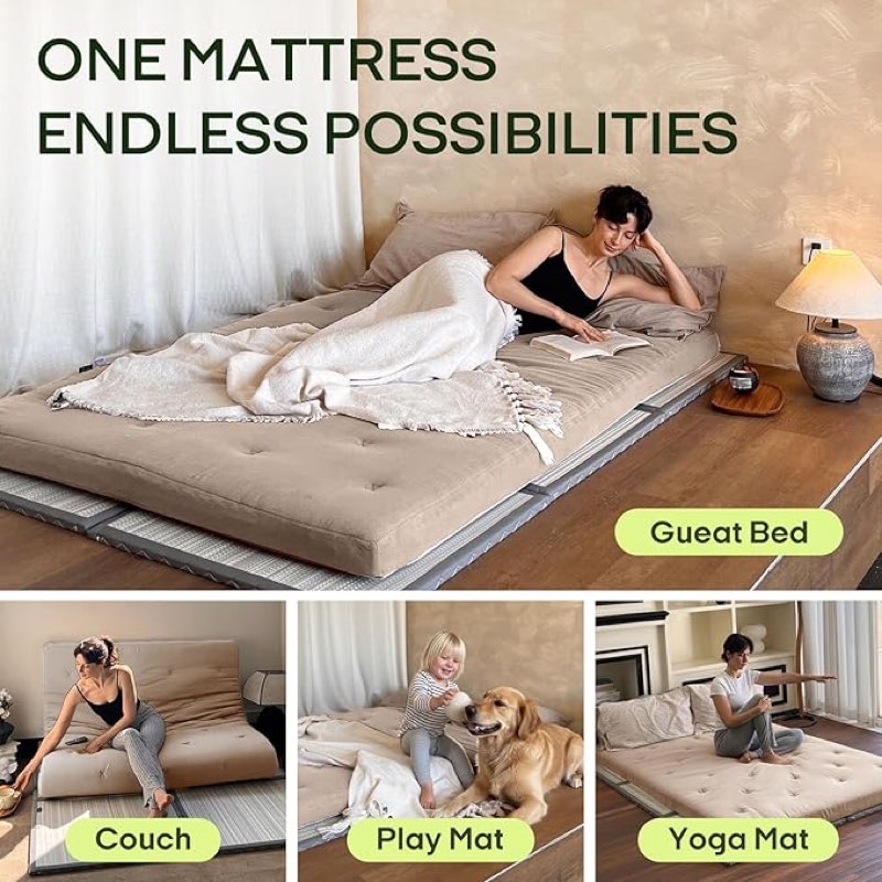 Similar to ZonLi Japanese Floor Futon Mattress Twin Size 75\\\"x 39\\\", 100% Cotton Cover 2.5'' Thicken Tatami Mattress, Foldable Sleeping Pad, Portable Dormitory Tatami Mat(Khaki)