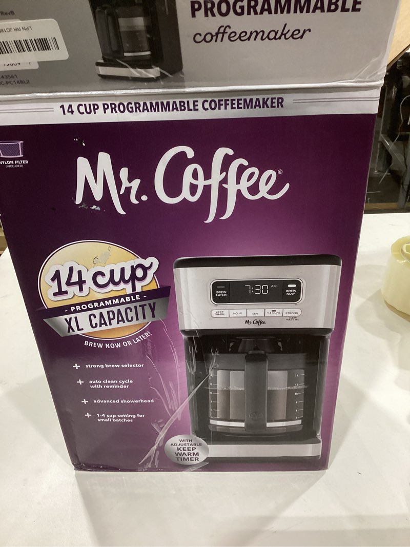 Condition photo showing As Is for Mr. Coffee 14 Cup Programmable Coffee Maker Stainless Steel