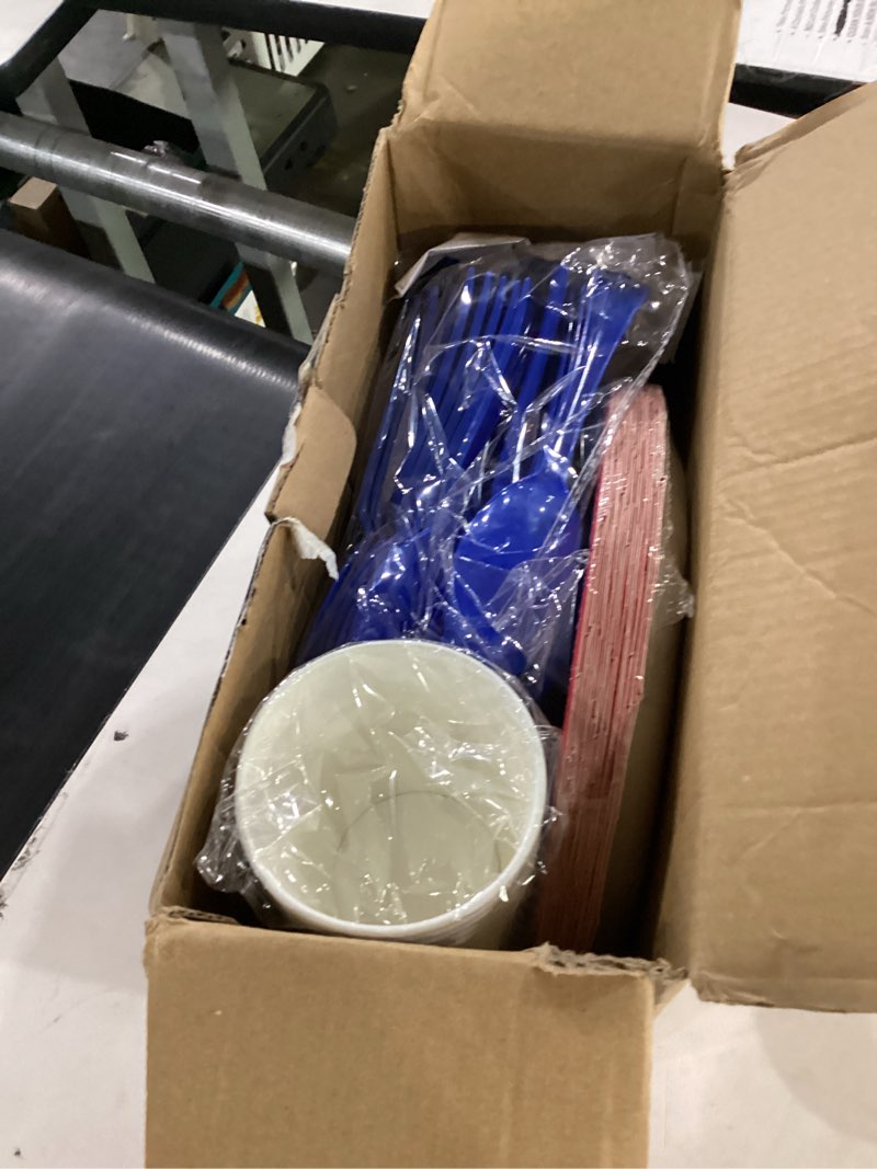 Condition photo showing New/Like New for graduation decorations class of 2026, 175 pcs graduation party supplies college high school grad decor disposable dinnerware (serve 25) paper plates cup napkin fork knife spoon ( red & blue ) a7. red & blue 175pcs(serve 25)
