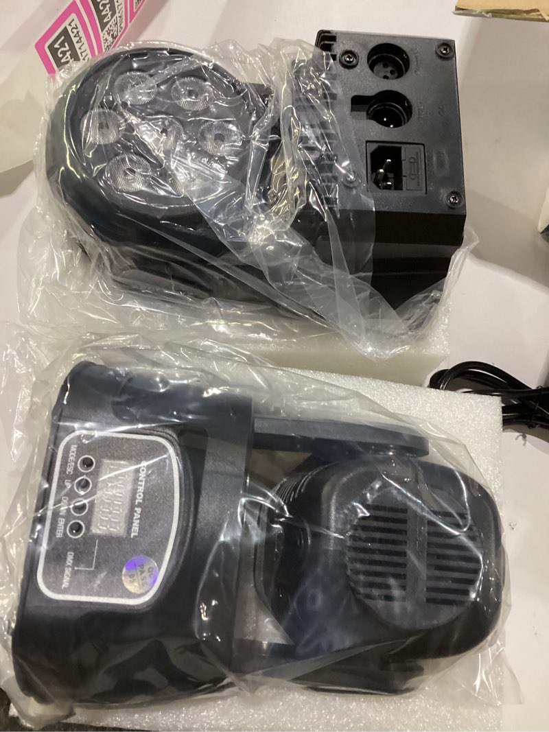 Condition photo showing Good Condition for XPCLEOYZ 2PCS Moving Head Dj Lights,7 x 12W RGBW Stage Lighting Mini Moving Head, DMX DJ Lights Remote Control Sound Activated, Mini Moving Heads Wash Light for Parties
