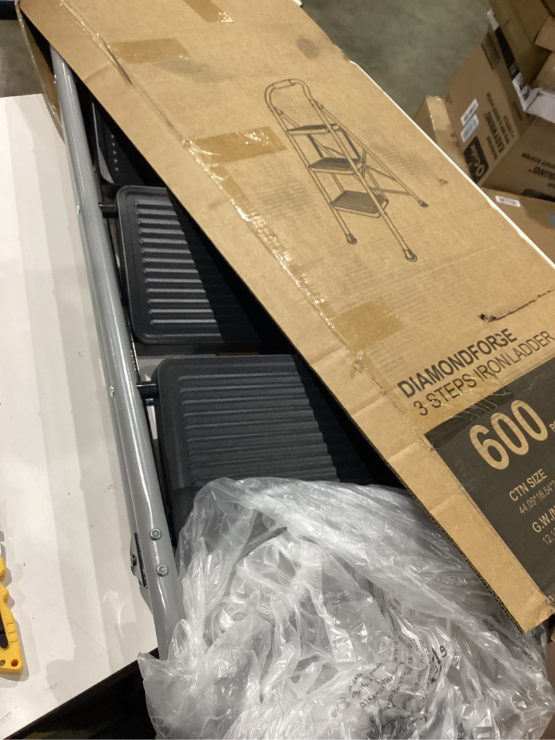 Condition photo showing Good Condition for ladder folding step stool ladder with handgrip anti-slip sturdy black 3 step