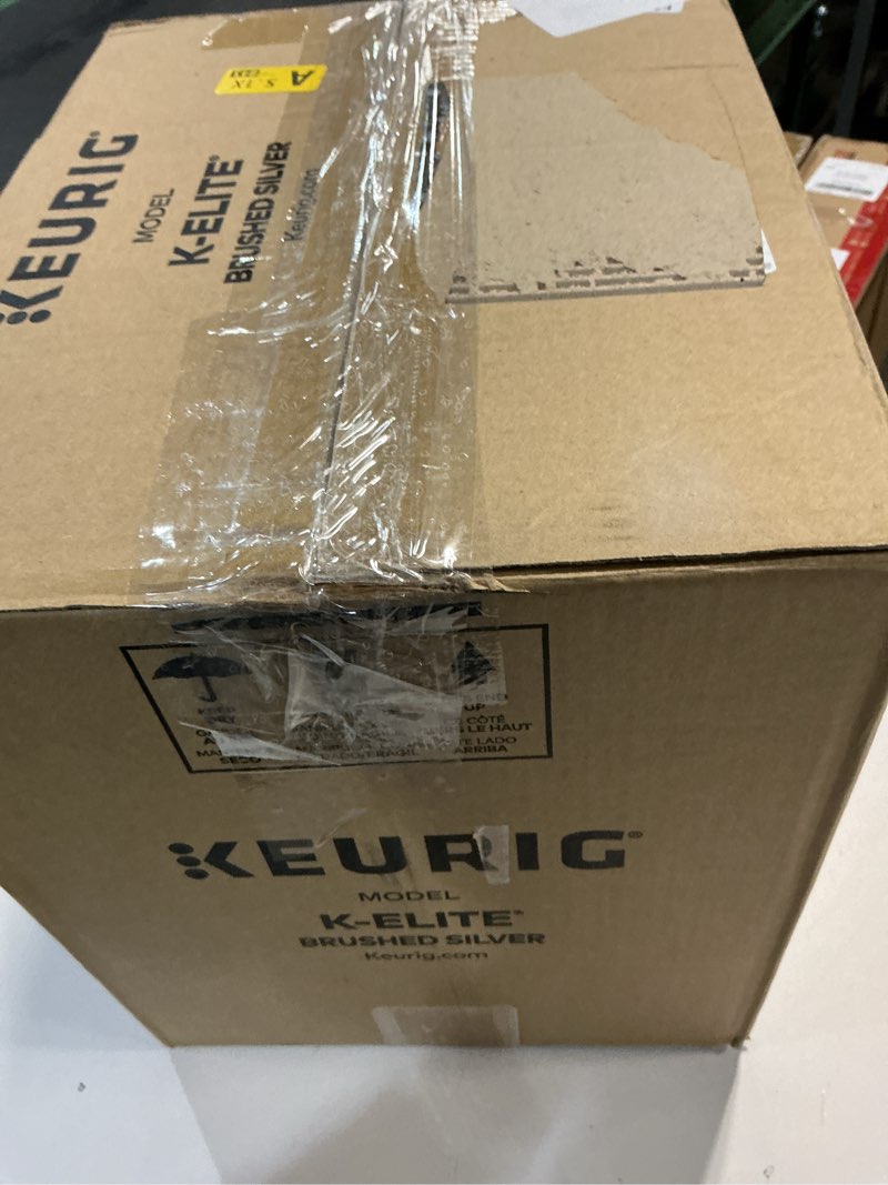 Condition photo showing As Is for Keurig K-Elite Single Serve K-Cup Pod Coffee Maker, with Strength and Temperature Control, Iced Coffee Capability, 8 to 12oz Brew Size, Programmable, Brushed Silver